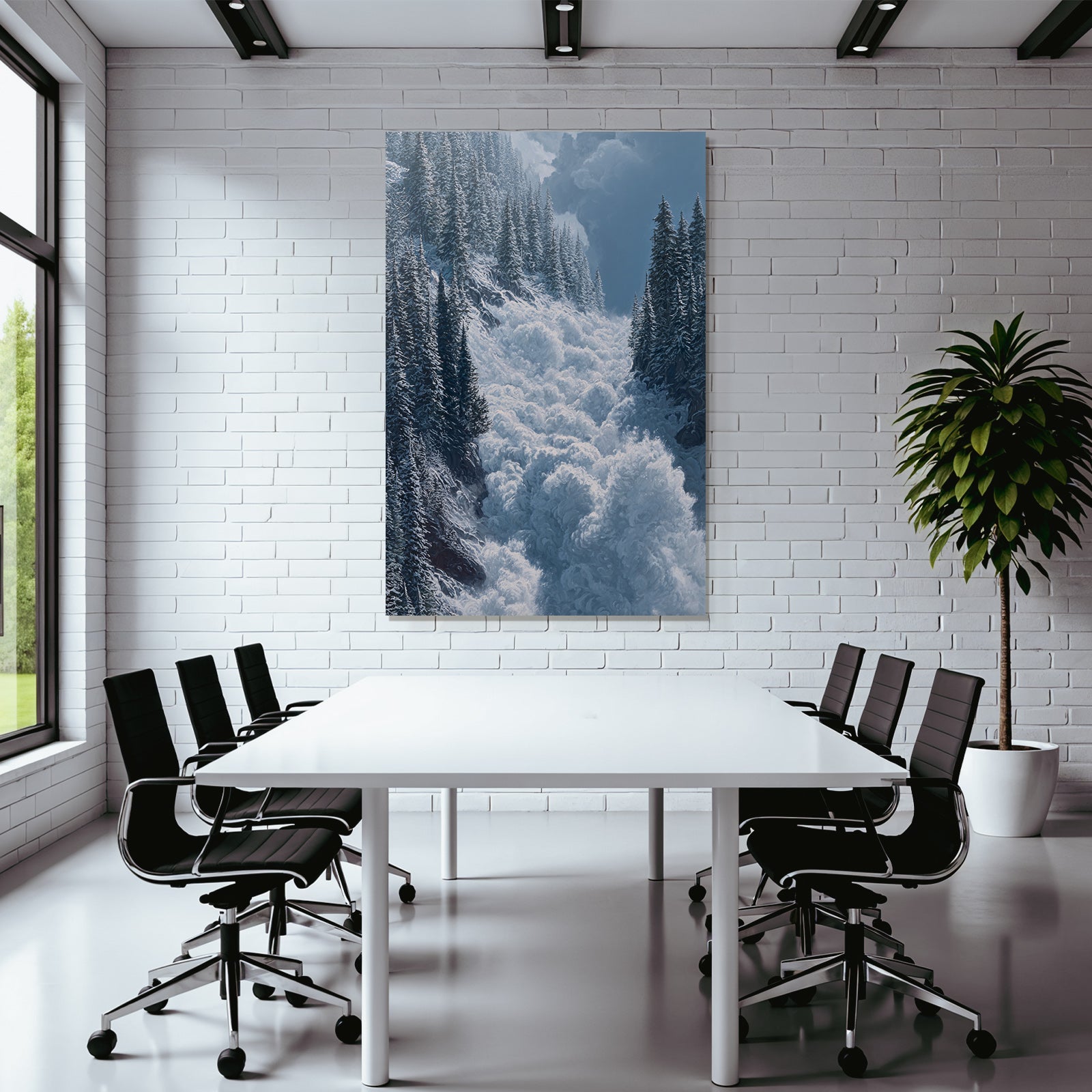 Winterlandschaft Mit Bergauslawine Im Nadelwald