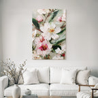 Zartes Florales Ölgemälde Mit Weissen Und Rosafarbenen Blüten
