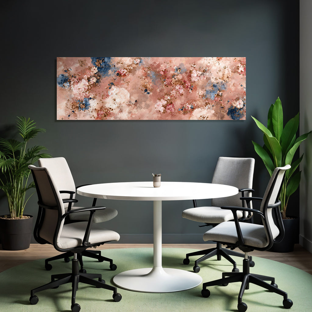 Abstraktes Florales Texturiertes Muster In Pink Blau Und Gold