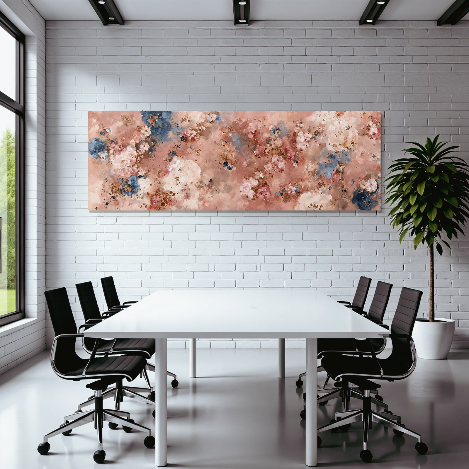 Abstraktes Florales Texturiertes Muster In Pink Blau Und Gold