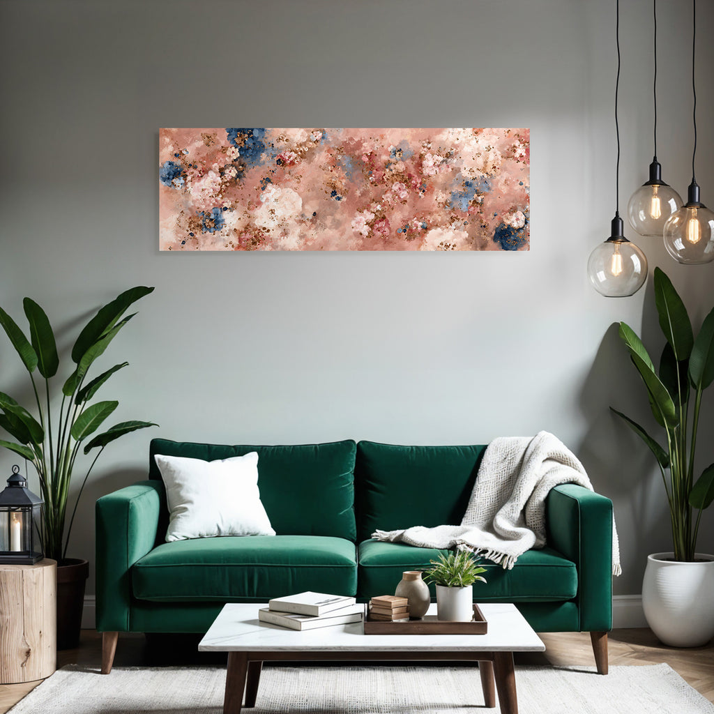 Abstraktes Florales Texturiertes Muster In Pink Blau Und Gold