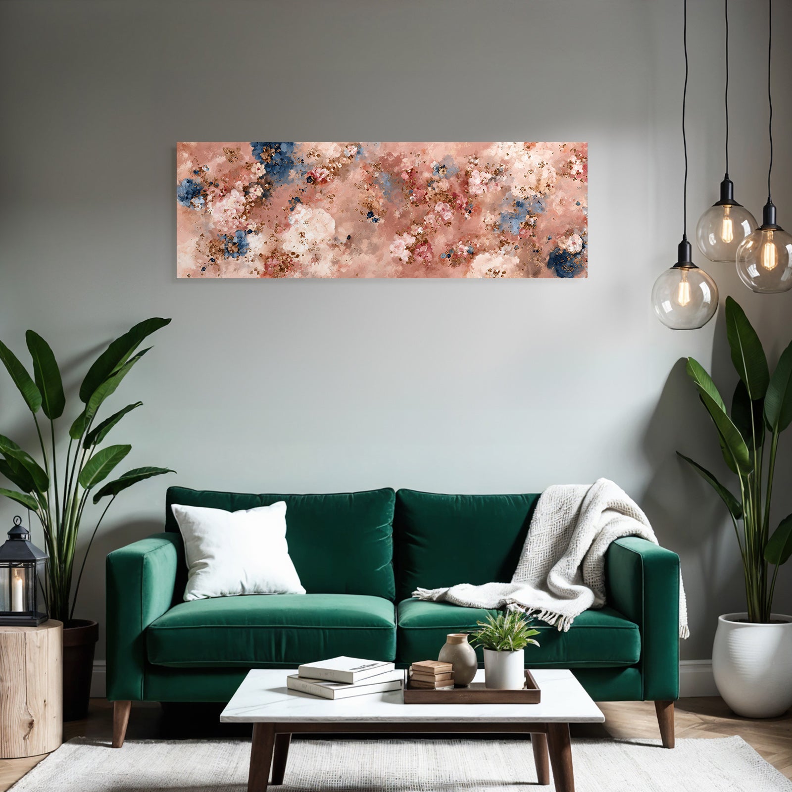 Abstraktes Florales Texturiertes Muster In Pink Blau Und Gold