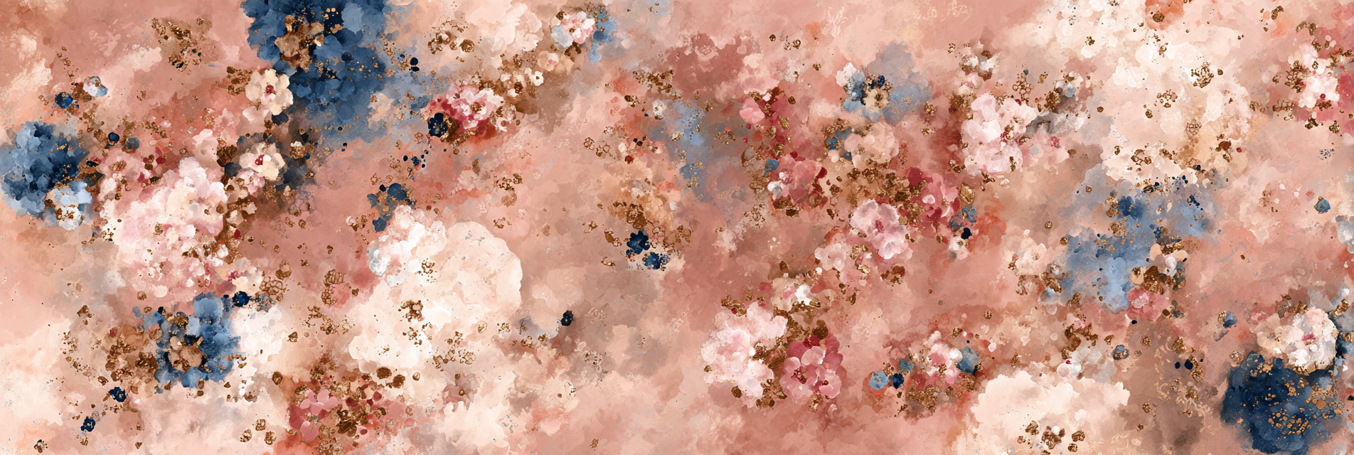 Abstraktes Florales Texturiertes Muster In Pink Blau Und Gold | Wasserfaelle und Tropfen | Natur