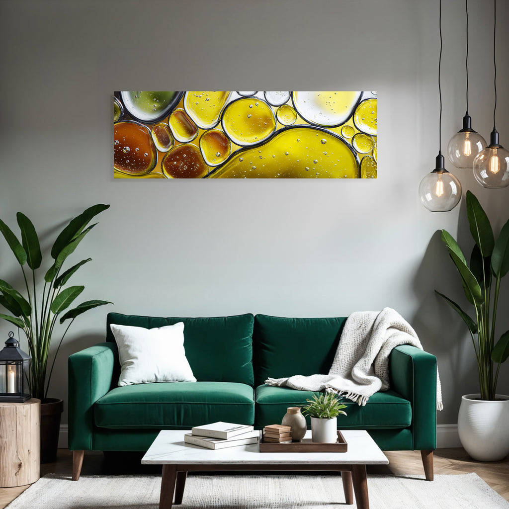 Abstract pattern of oil droplets and colors
