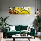Abstract pattern of oil droplets and colors