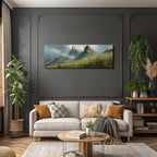 Berglandschaft Mit Bunten Wildblumen Und Wolkenhimmel