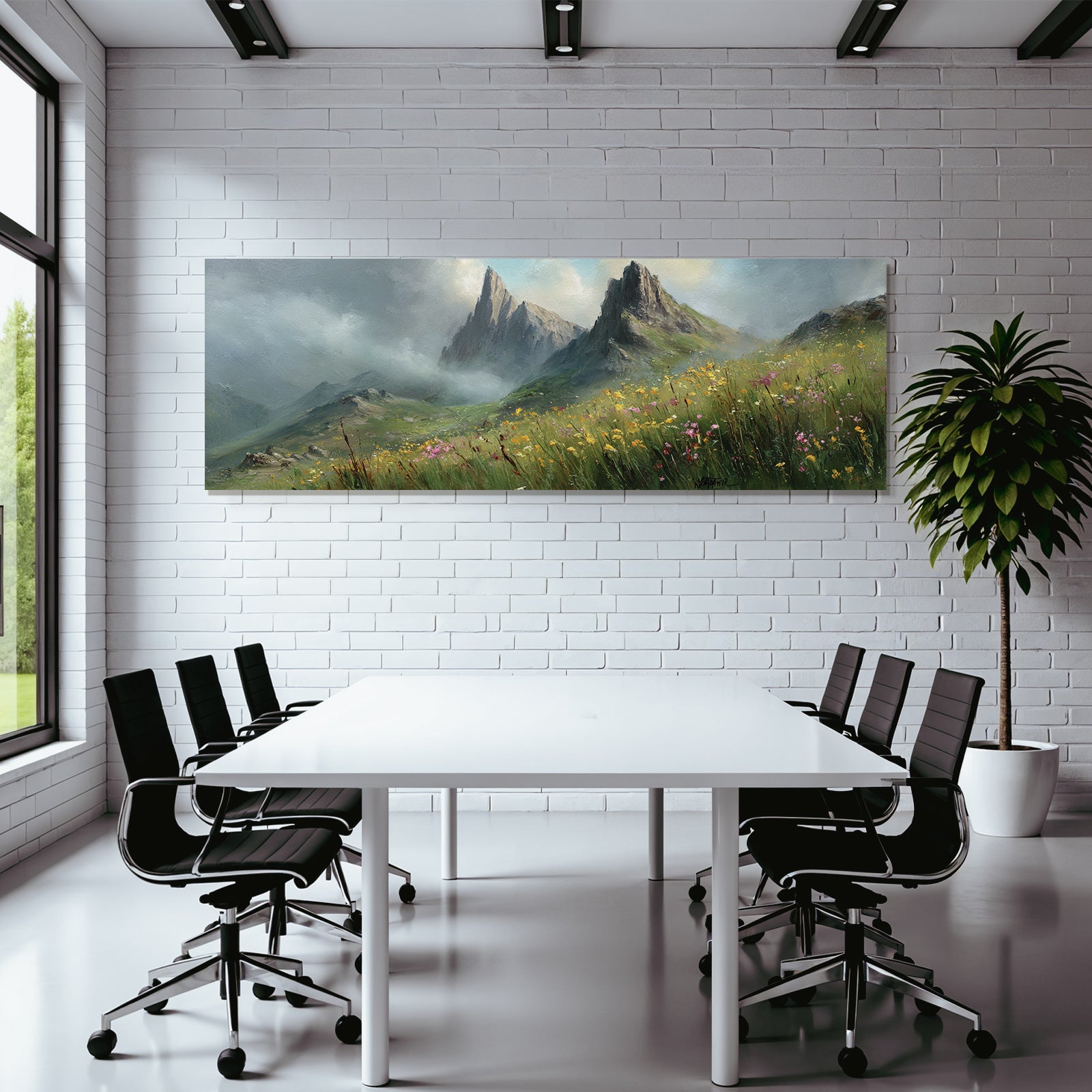 Berglandschaft Mit Bunten Wildblumen Und Wolkenhimmel