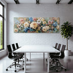 Blumenkomposition Mit Dicken Pinselstrichen Bunten Rosen Und Warmen Hintergrund