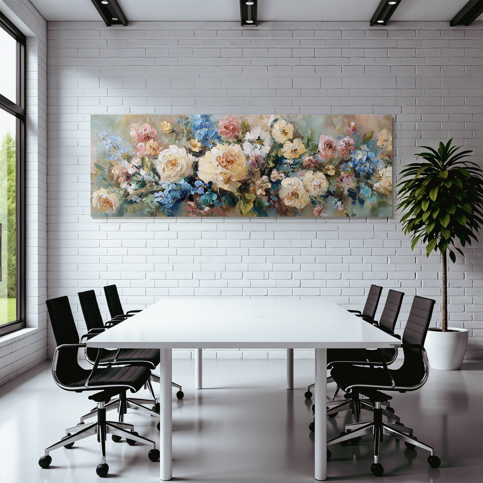 Blumenkomposition Mit Dicken Pinselstrichen Bunten Rosen Und Warmen Hintergrund