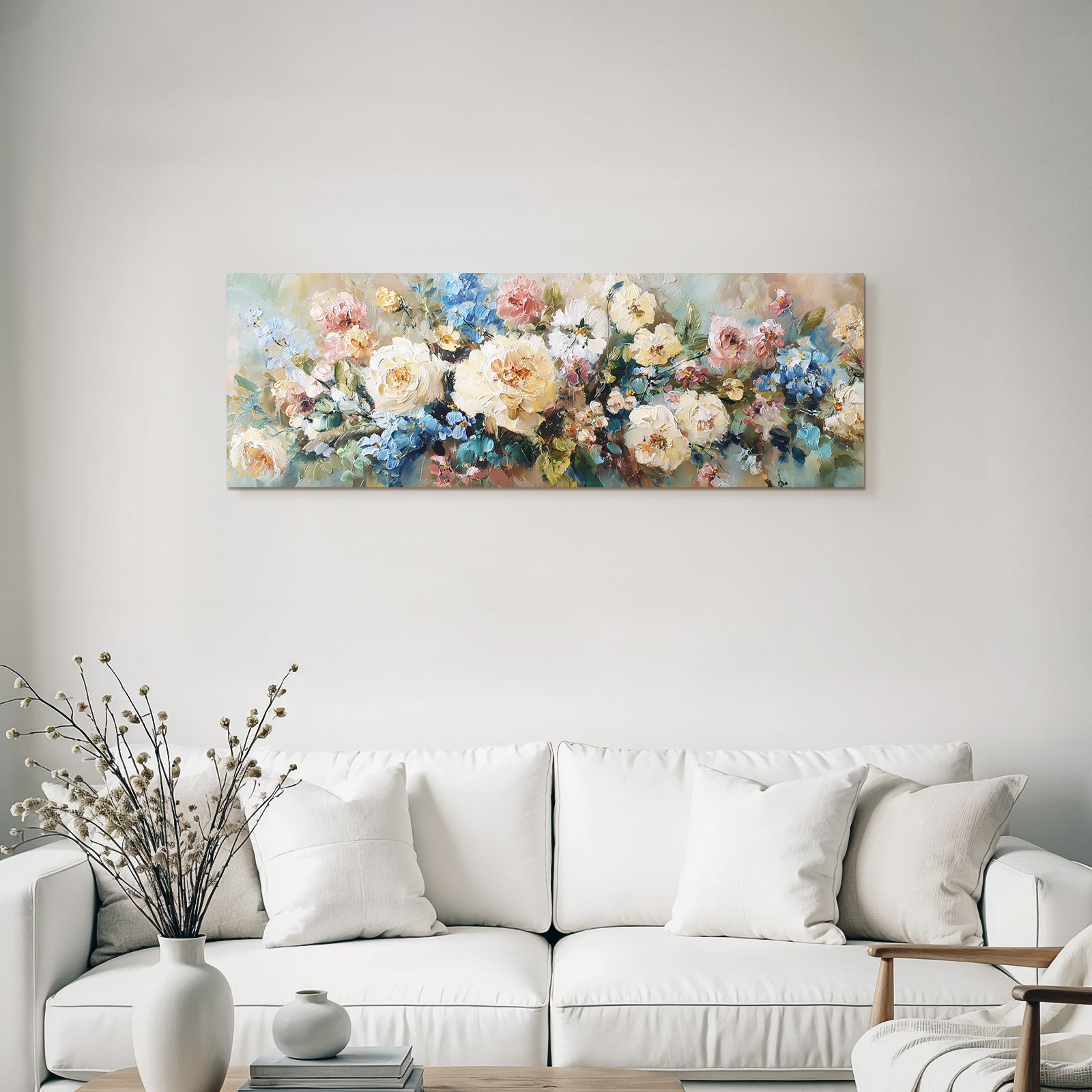Blumenkomposition Mit Dicken Pinselstrichen Bunten Rosen Und Warmen Hintergrund