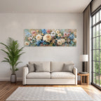 Blumenkomposition Mit Dicken Pinselstrichen Bunten Rosen Und Warmen Hintergrund