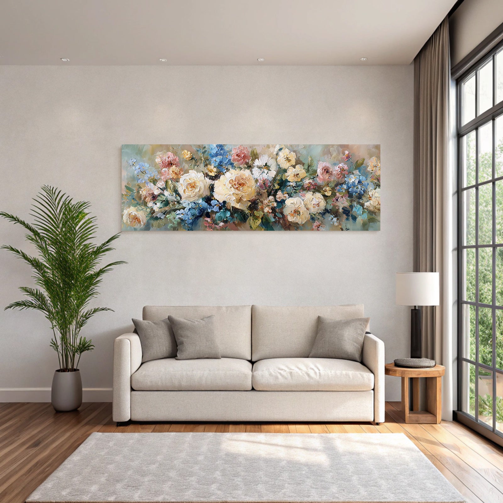 Blumenkomposition Mit Dicken Pinselstrichen Bunten Rosen Und Warmen Hintergrund
