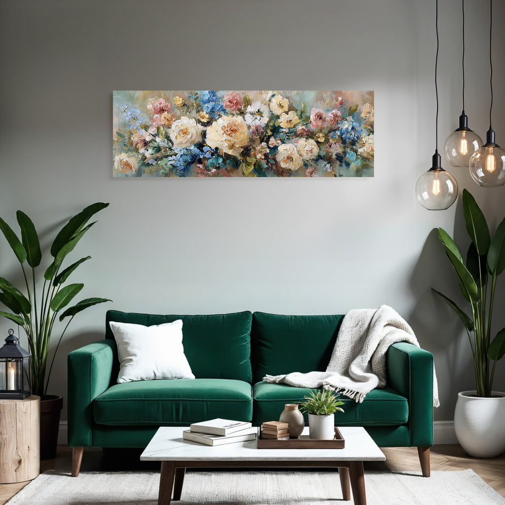 Blumenkomposition Mit Dicken Pinselstrichen Bunten Rosen Und Warmen Hintergrund