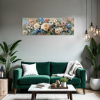 Blumenkomposition Mit Dicken Pinselstrichen Bunten Rosen Und Warmen Hintergrund