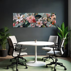 Blumenkunst Impasto Mit Zarten Rosen Und Weissen Blüten