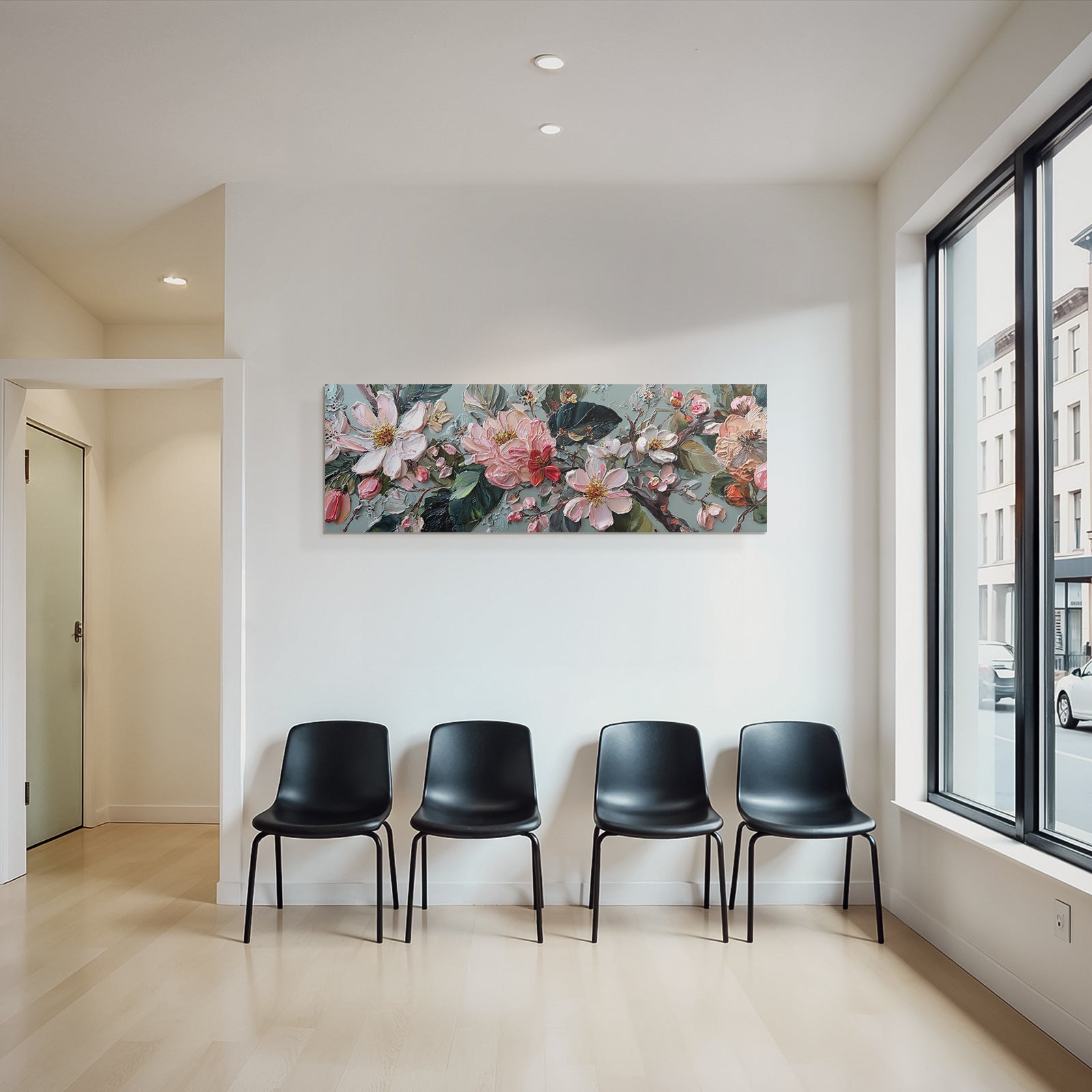 Blumenkunst Impasto Mit Zarten Rosen Und Weissen Blüten