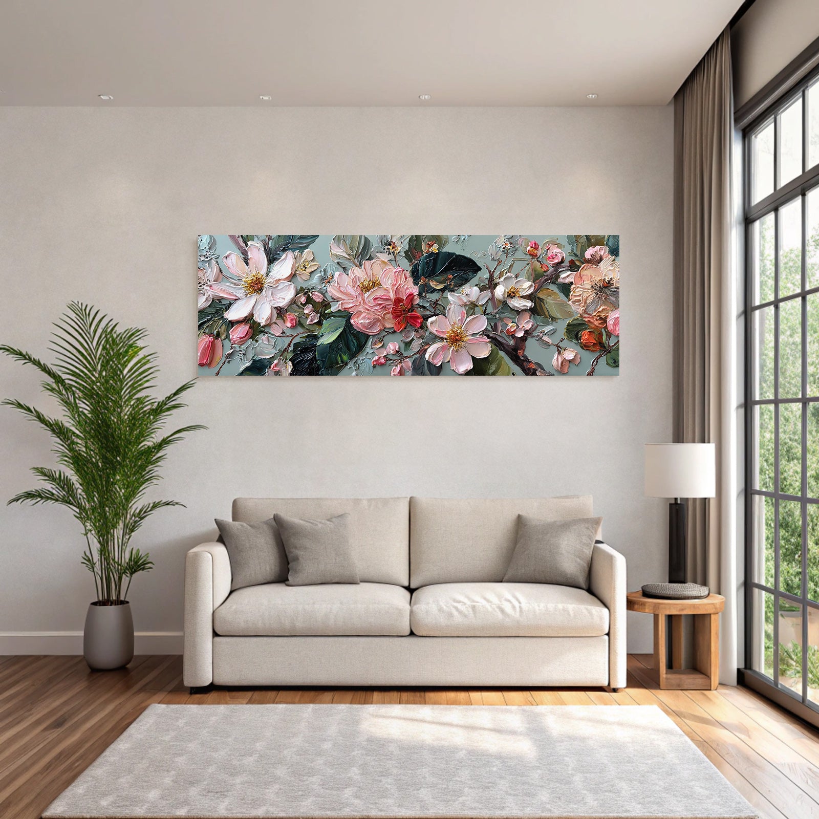 Blumenkunst Impasto Mit Zarten Rosen Und Weissen Blüten