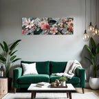 Blumenkunst Impasto Mit Zarten Rosen Und Weissen Blüten