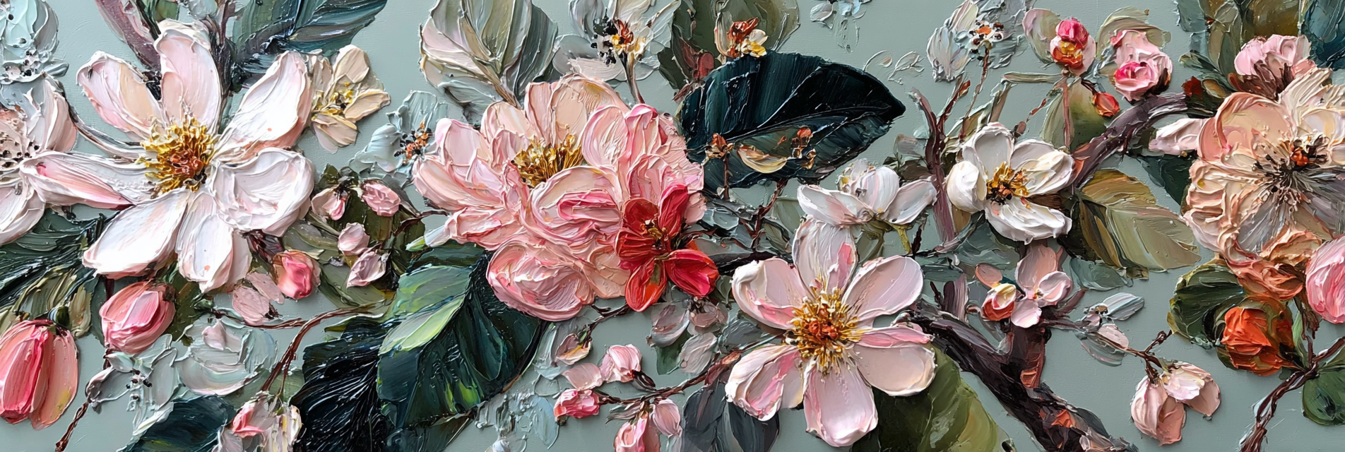 Blumenkunst Impasto Mit Zarten Rosen Und Weissen Blüten | Wasserfaelle und Tropfen | Natur