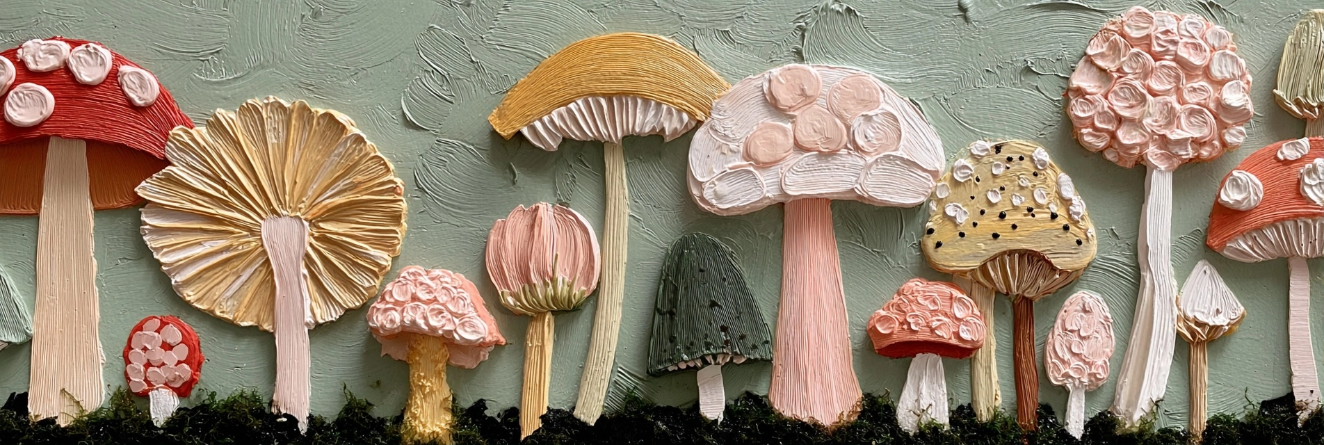 Bunte 3d Kunstpilze Auf Strukturiertem Hintergrund | Wasserfaelle und Tropfen | Natur