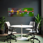 Bunte Blumen Mit Wassertropfen Auf Zweig