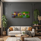 Bunte Blumen Mit Wassertropfen Auf Zweig