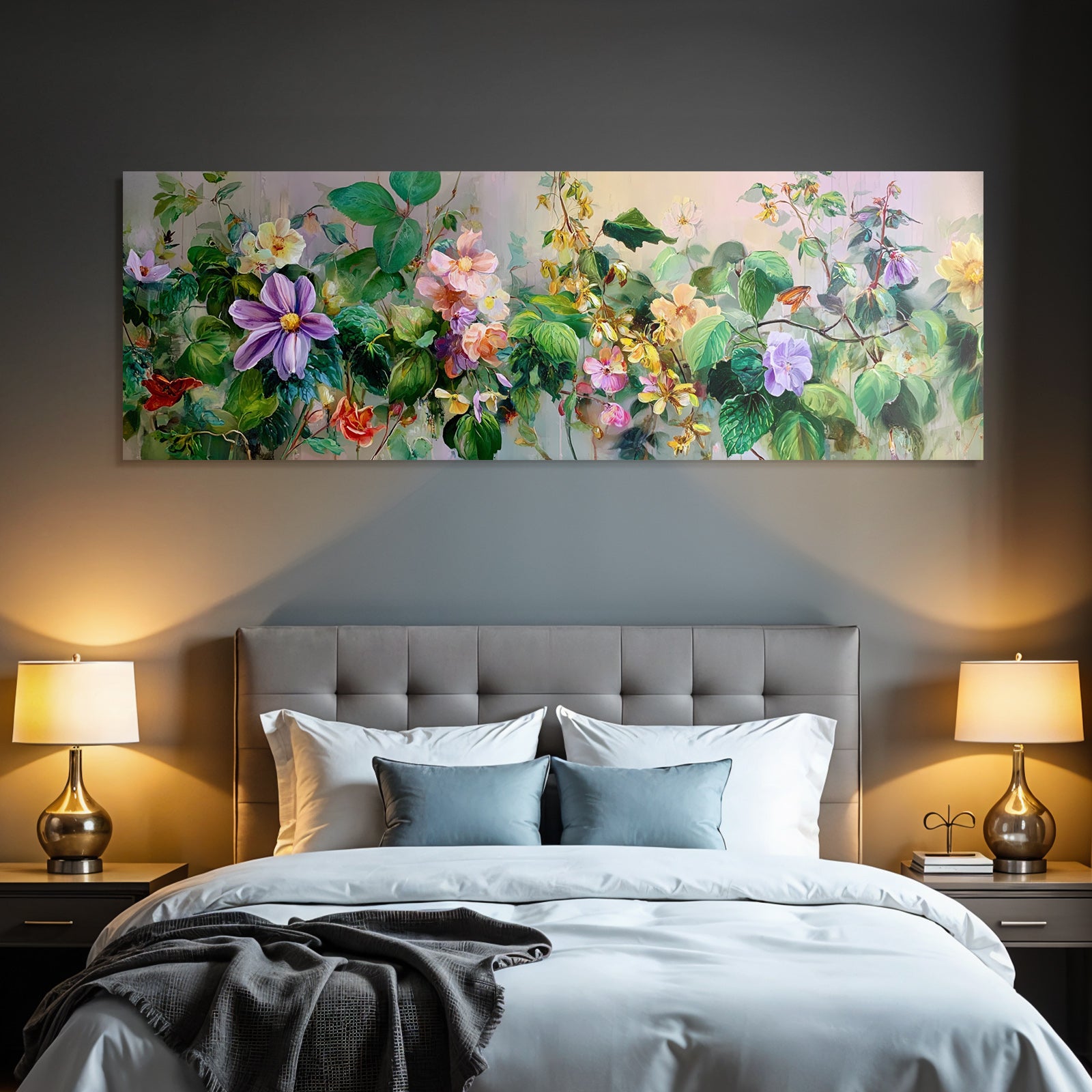 Bunte Blumenillustration Mit Vielfältiger Pflanzenpracht