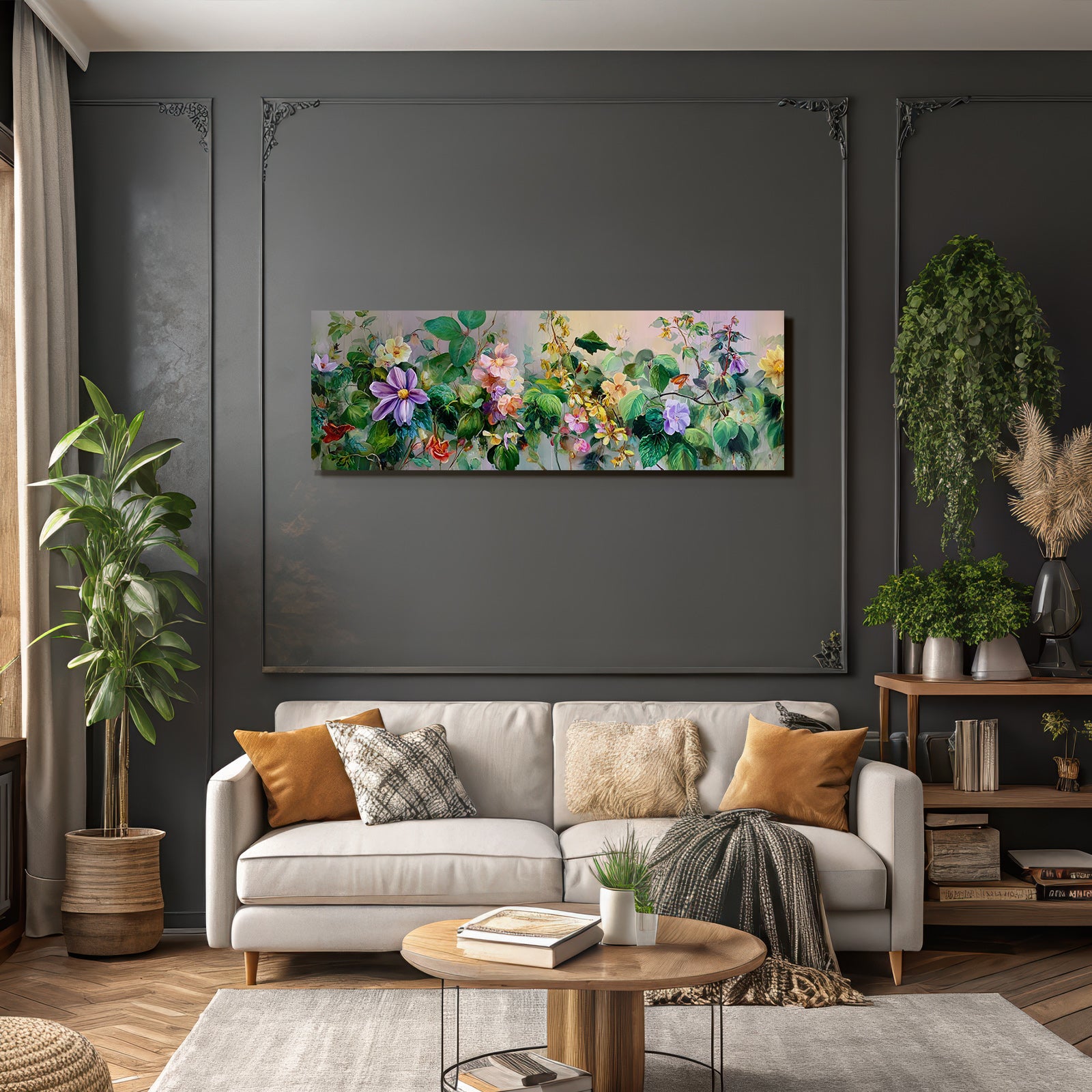 Bunte Blumenillustration Mit Vielfältiger Pflanzenpracht