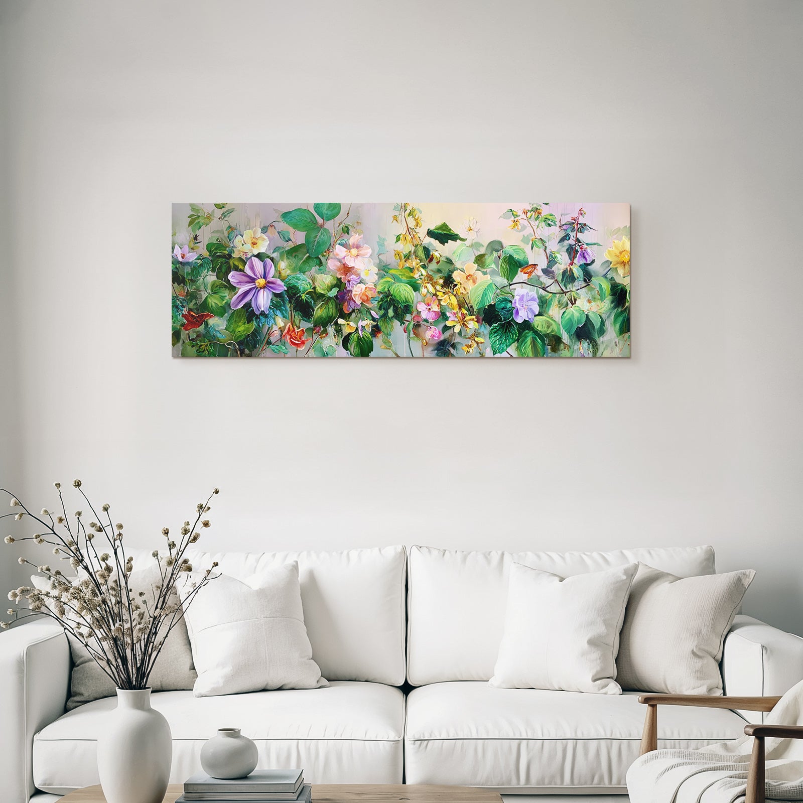 Bunte Blumenillustration Mit Vielfältiger Pflanzenpracht