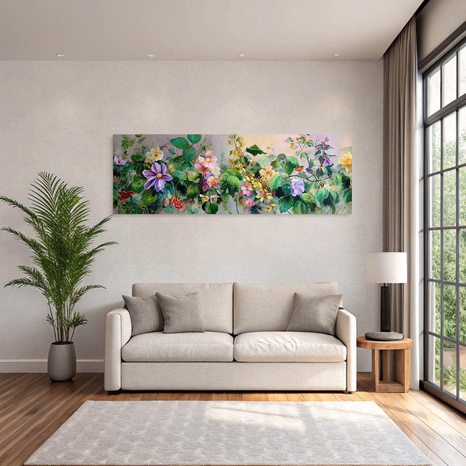 Bunte Blumenillustration Mit Vielfältiger Pflanzenpracht