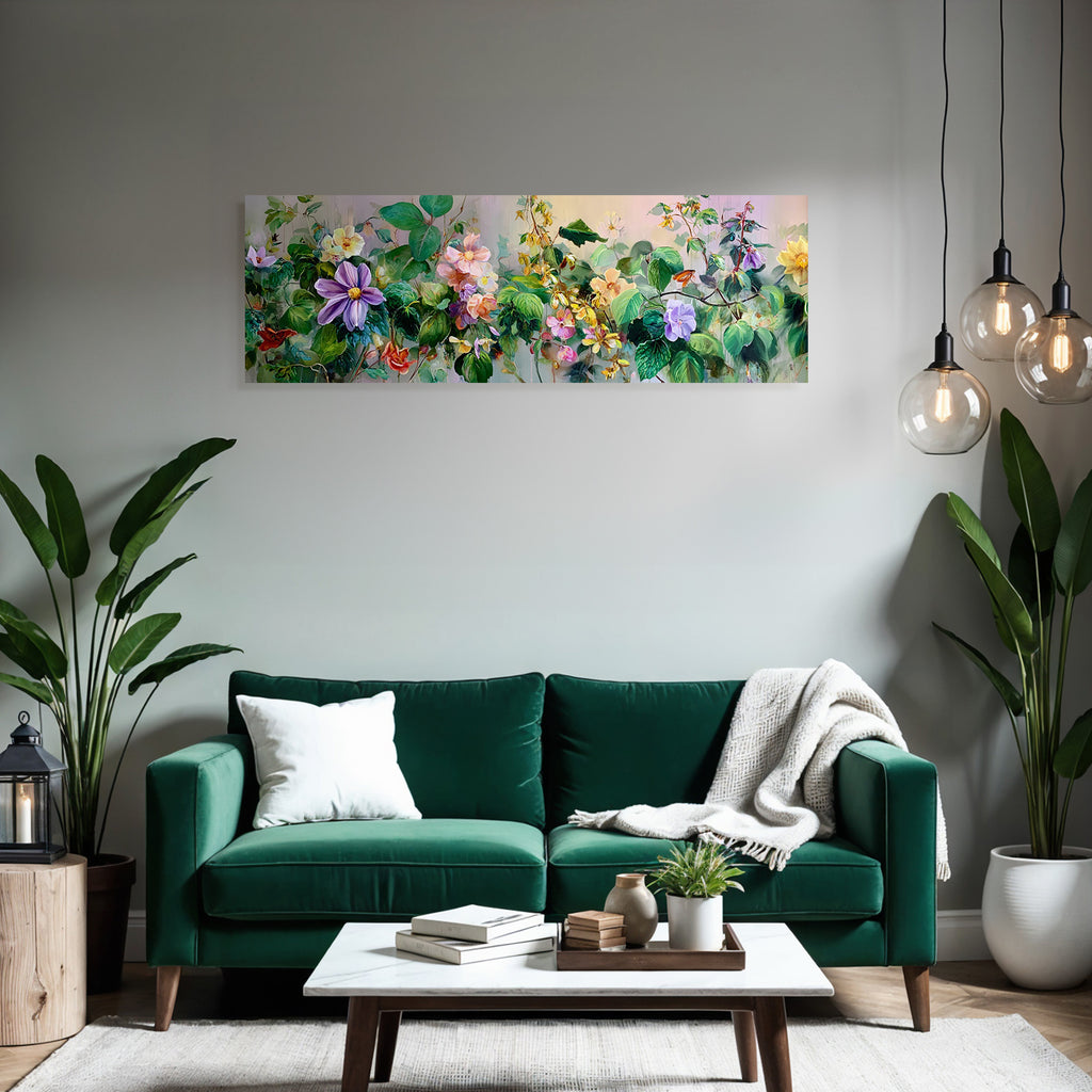 Bunte Blumenillustration Mit Vielfältiger Pflanzenpracht