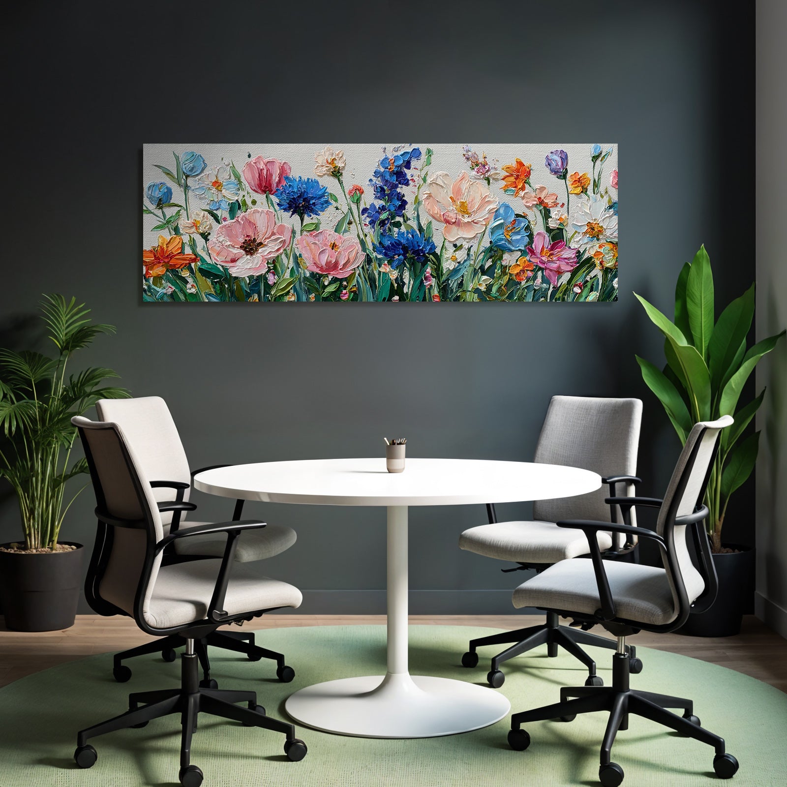 Buntes Blumenarrangement Impasto Gemälde