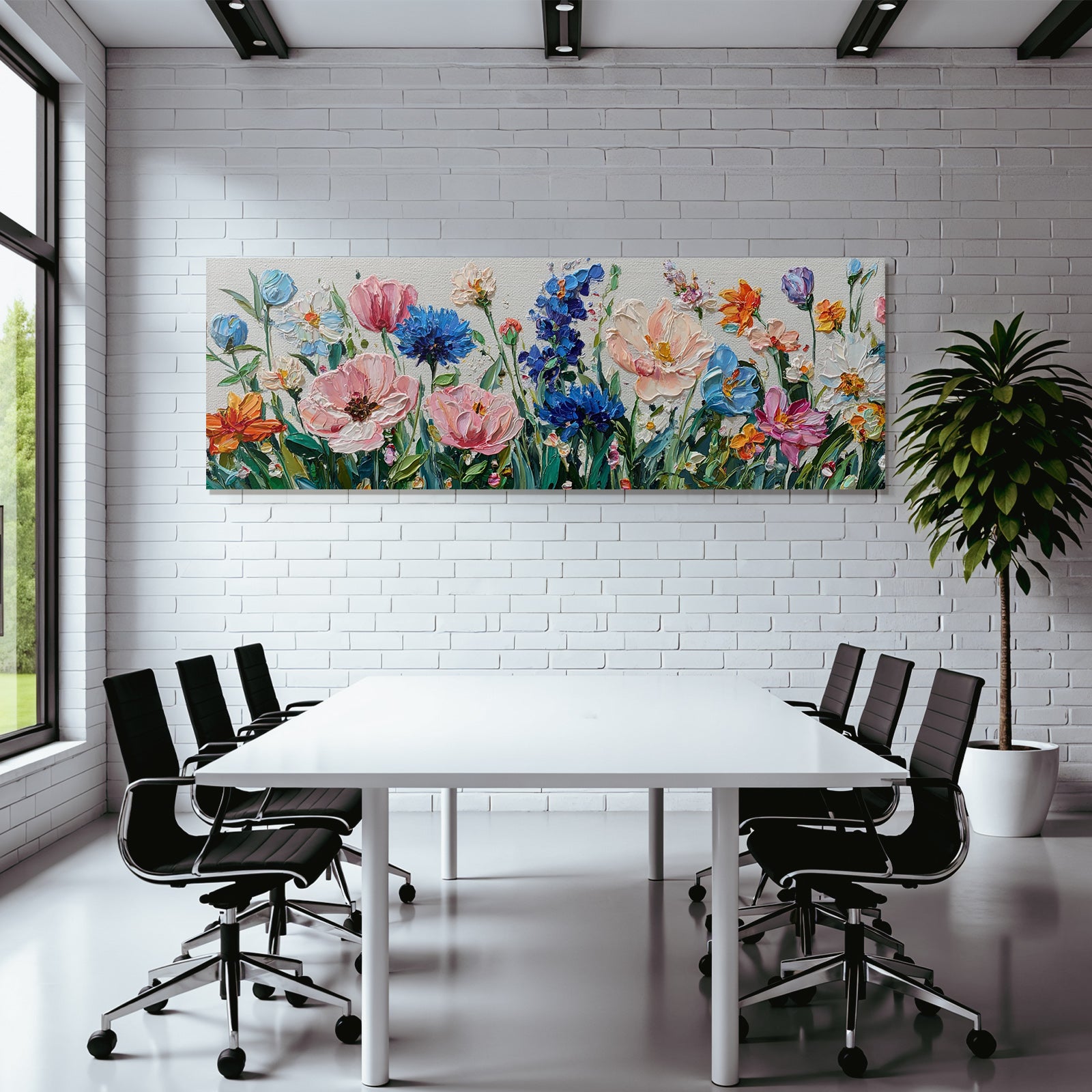 Buntes Blumenarrangement Impasto Gemälde