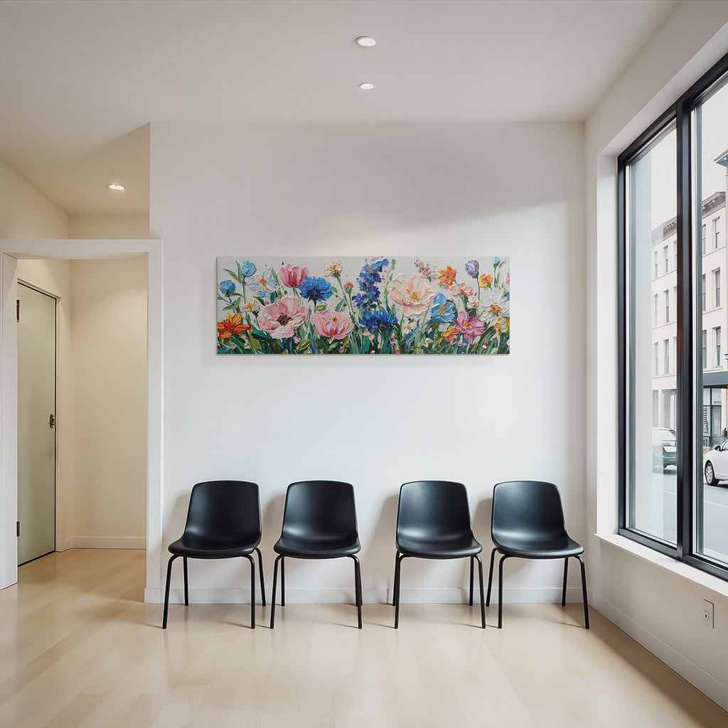 Buntes Blumenarrangement Impasto Gemälde