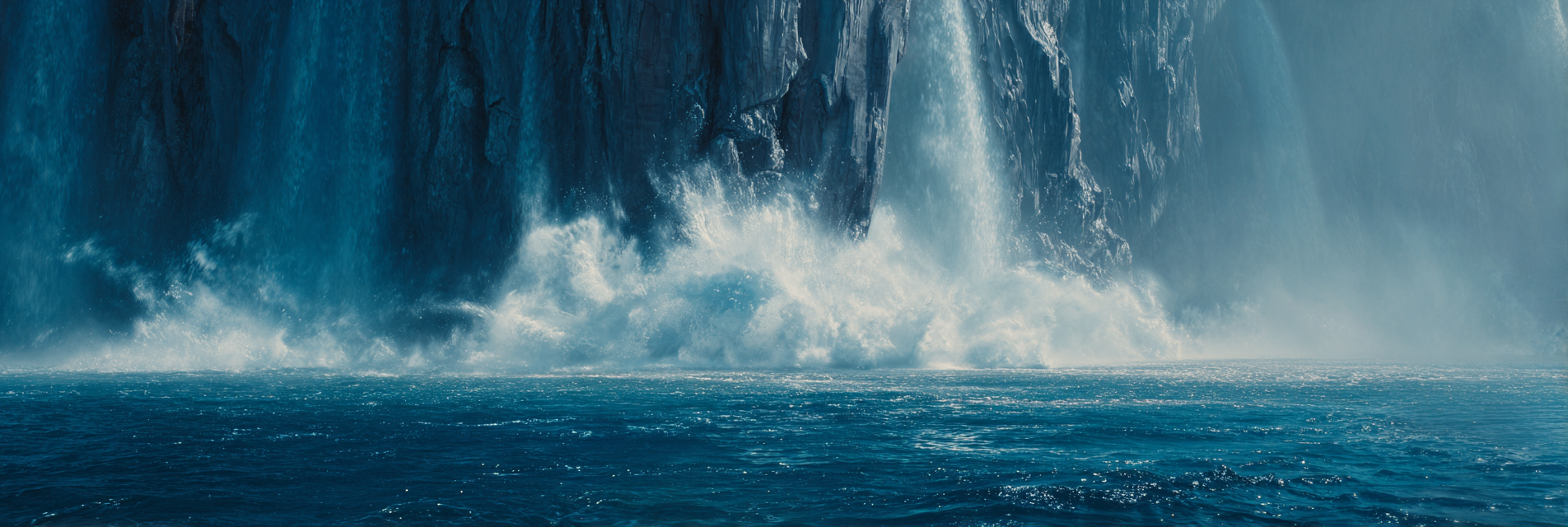 Dramatischer Wasserfall Mit Nebel Und Blaür Umgebung | Wasserfaelle und Tropfen | Natur