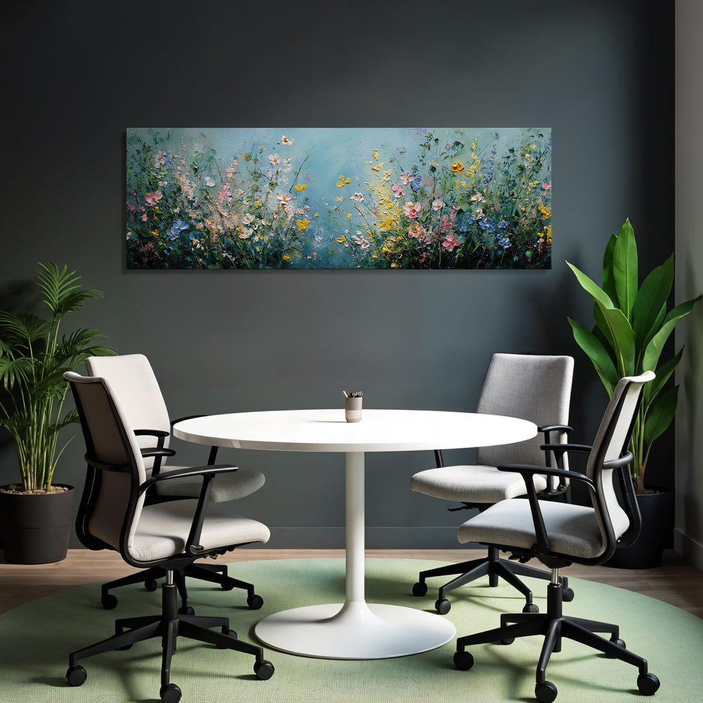 Farbenfrohes Blumenfeld Im Impressionistischen Stil