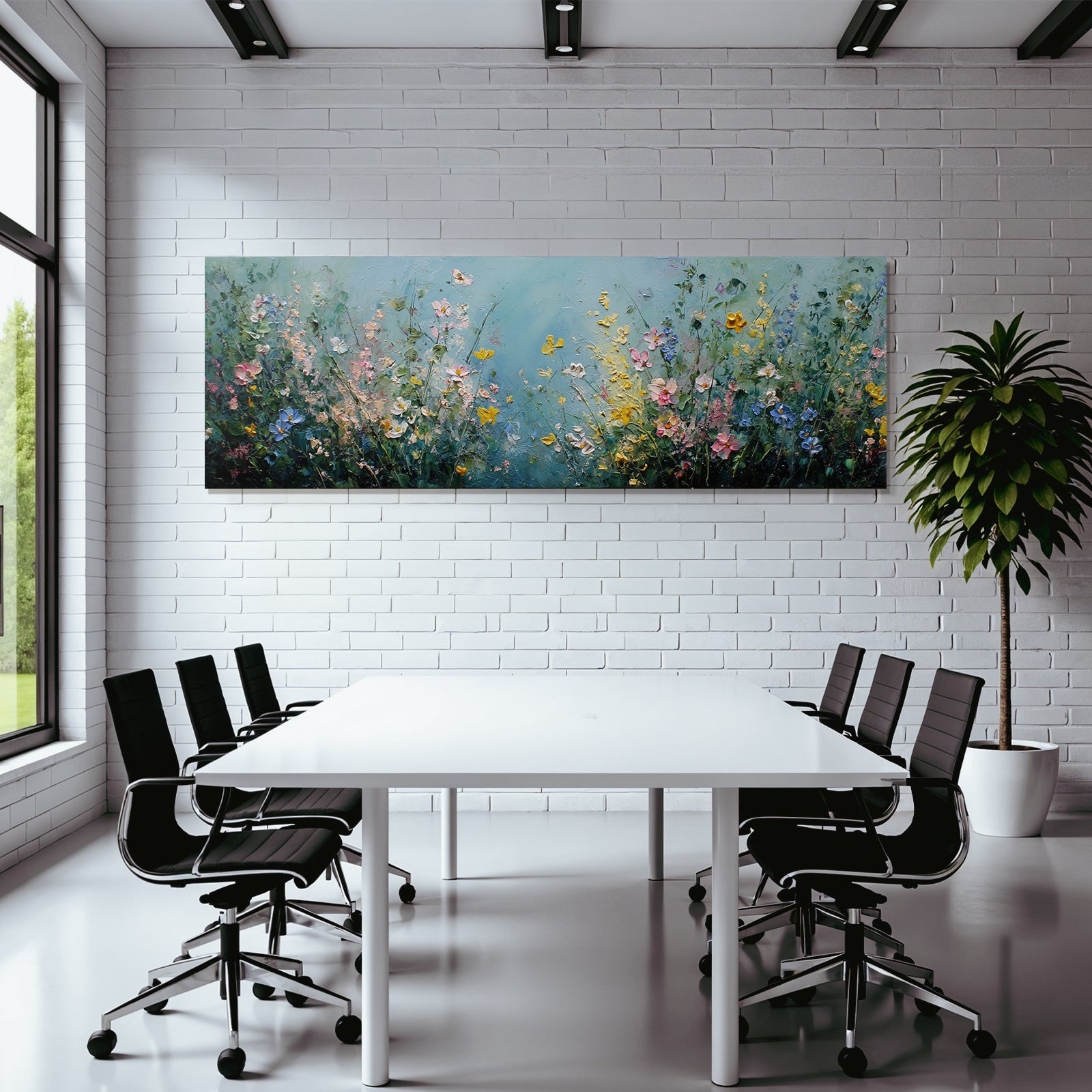 Farbenfrohes Blumenfeld Im Impressionistischen Stil