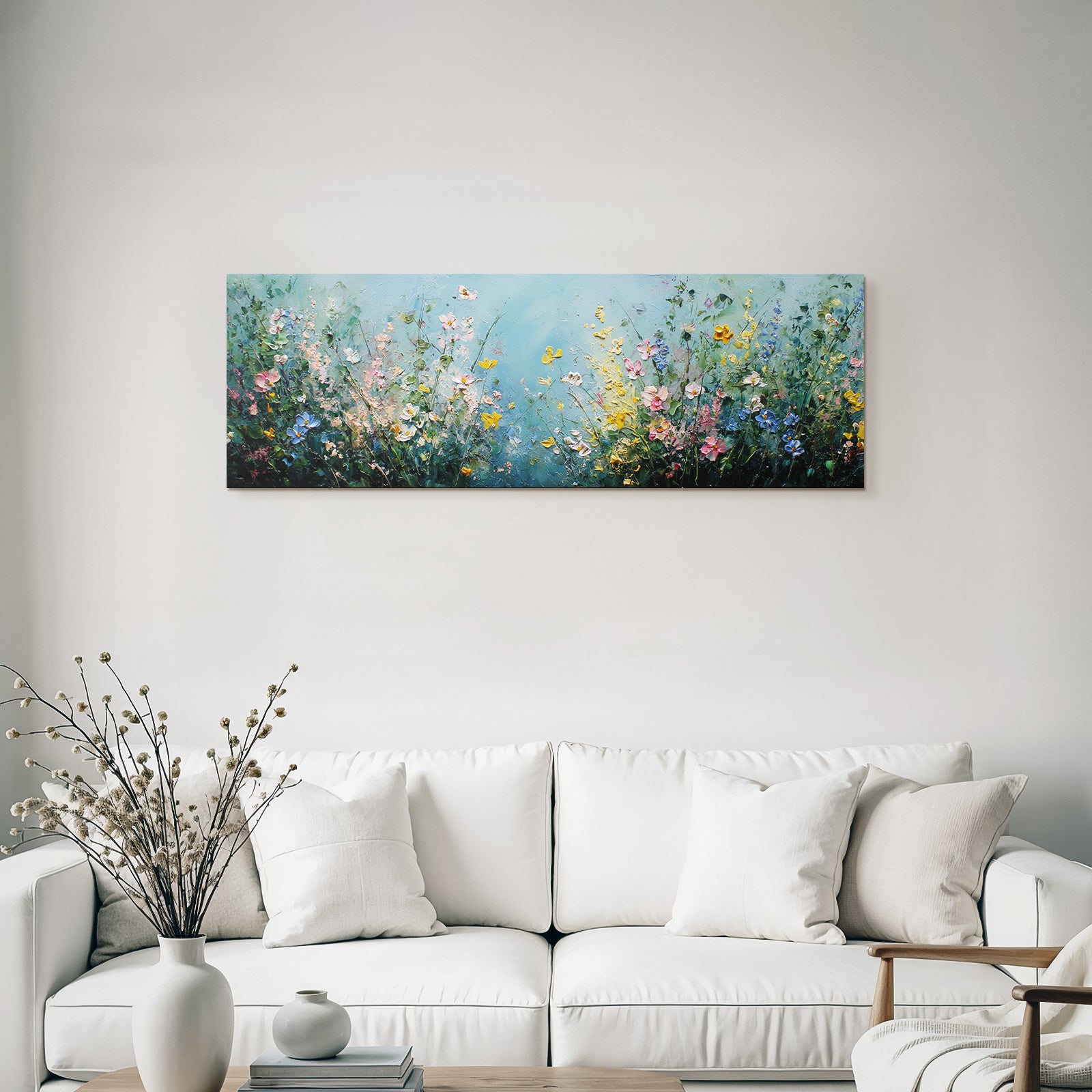 Farbenfrohes Blumenfeld Im Impressionistischen Stil
