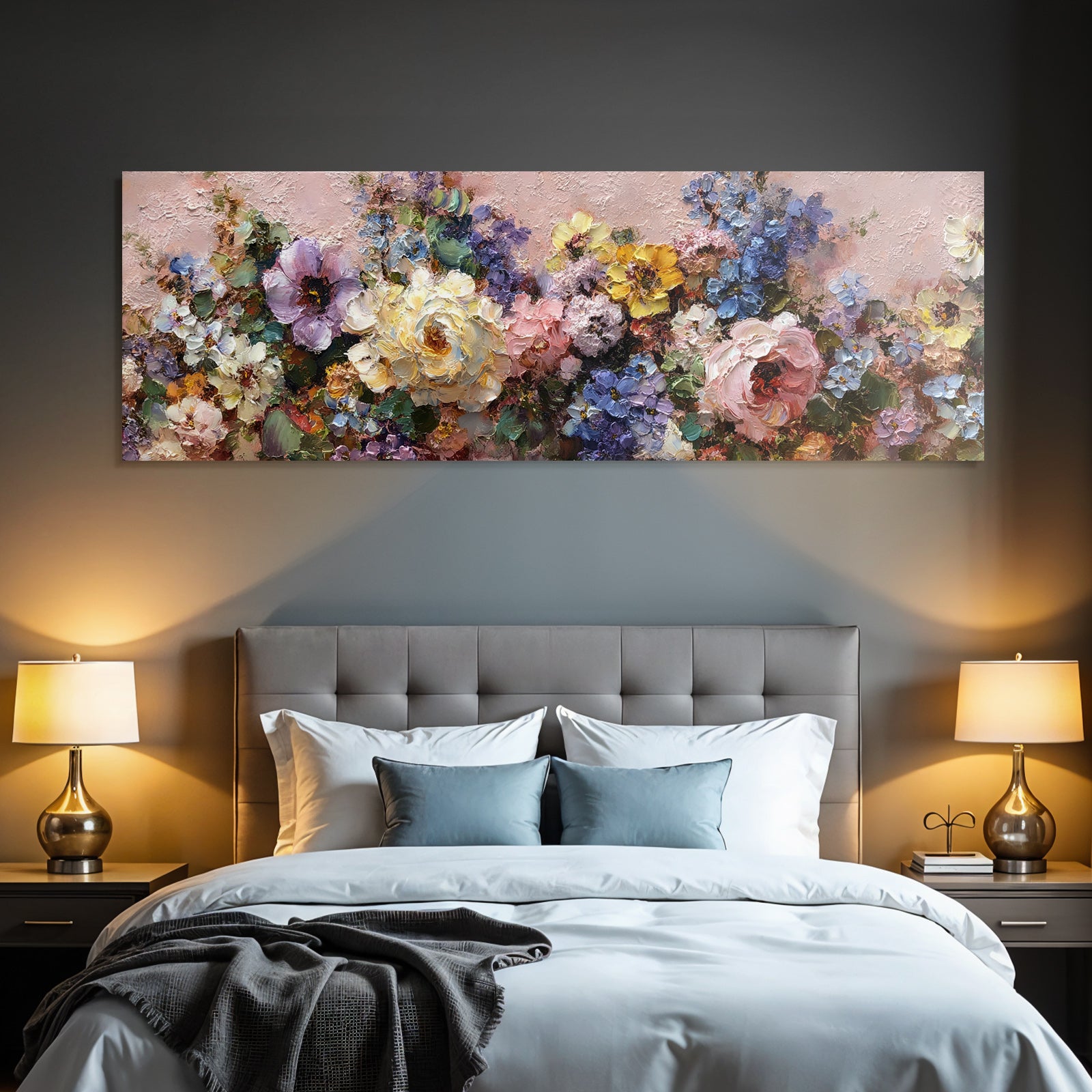 Lebendige Blumenimpression Mit Zartem Rosahintergrund