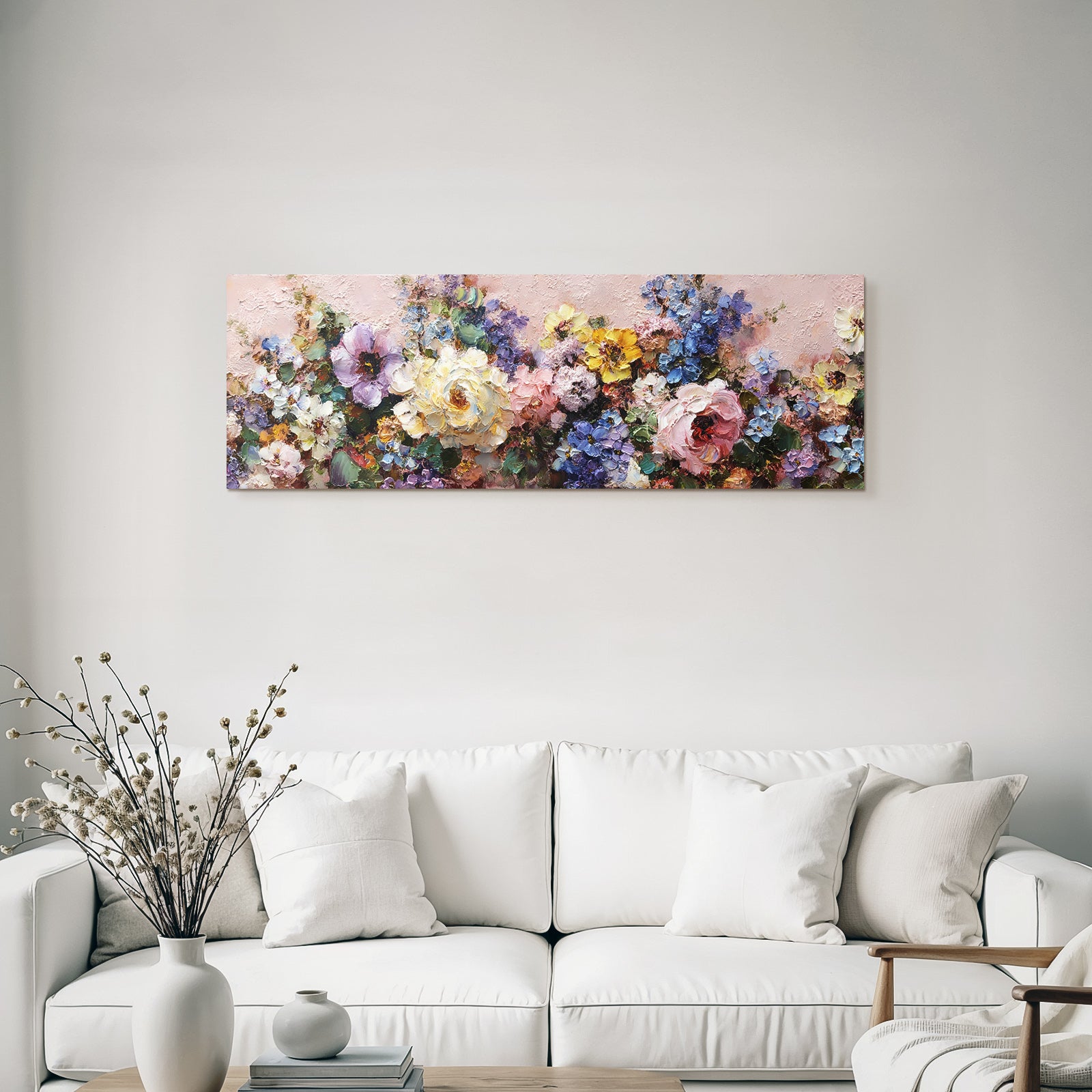 Lebendige Blumenimpression Mit Zartem Rosahintergrund