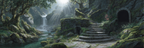 Mystische Wasserfall Treppe Im Wald | Wasserfaelle und Tropfen | Natur