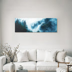 Nebliger Wald Mit Wasserfall Im Digitalen Stil