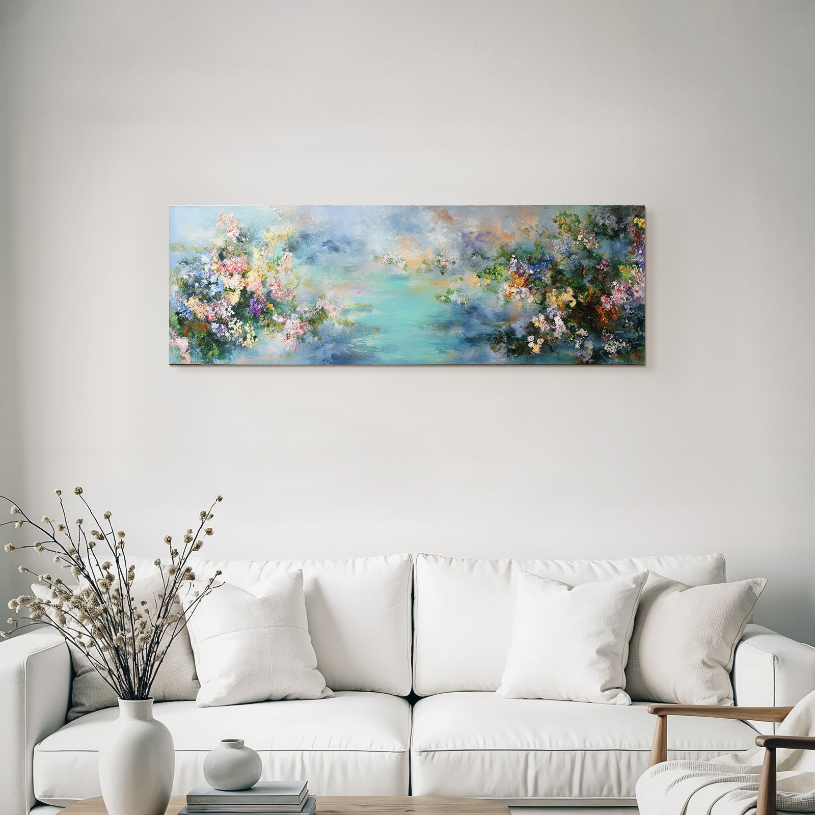 Pastellfarbene Blumenlandschaft