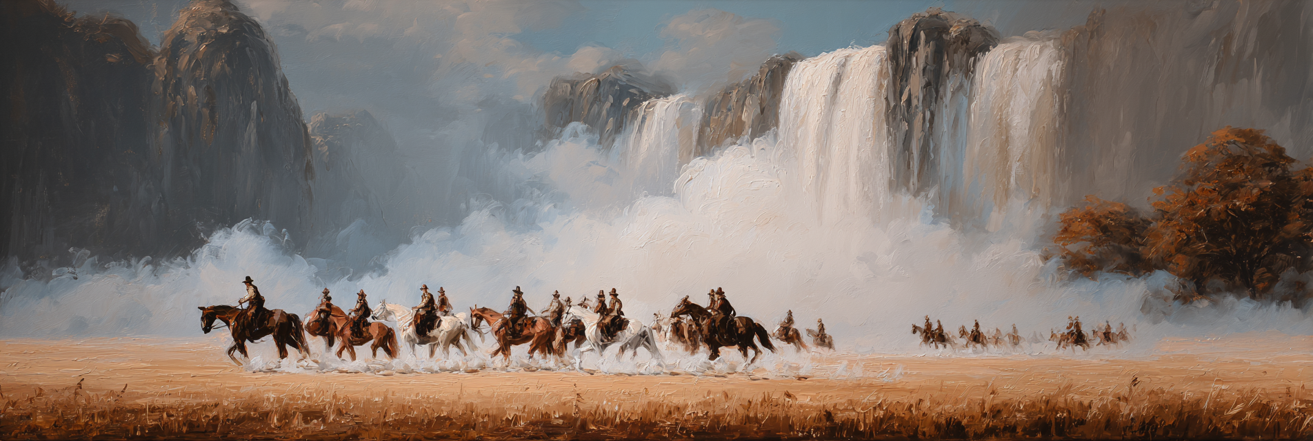 Reitergruppe Am Wilden Wasserfall | Wasserfaelle und Tropfen | Natur