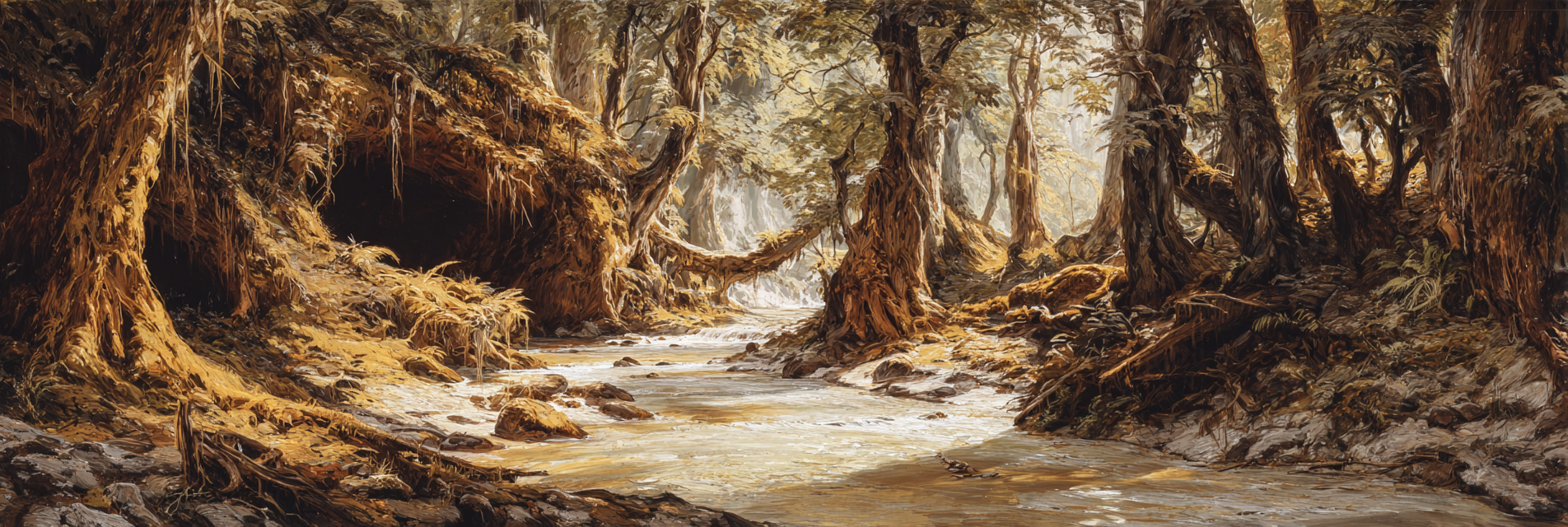 Ruhige Waldlandschaft Mit Fliessendem Bach | Wasserfaelle und Tropfen | Natur