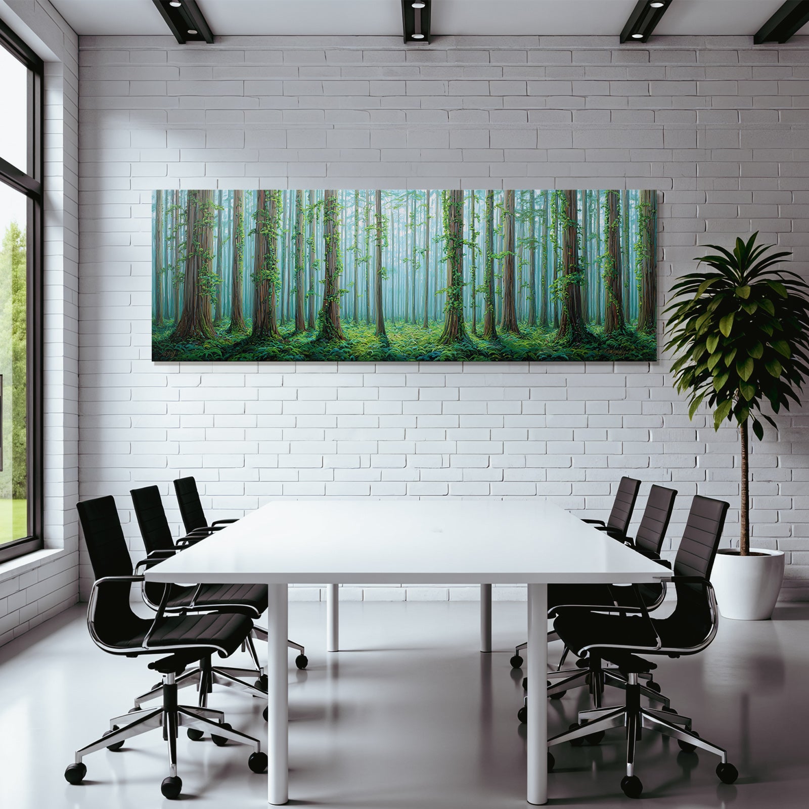 Ruhiger Wald Mit Hohen Bäumen Und Mystischem Licht