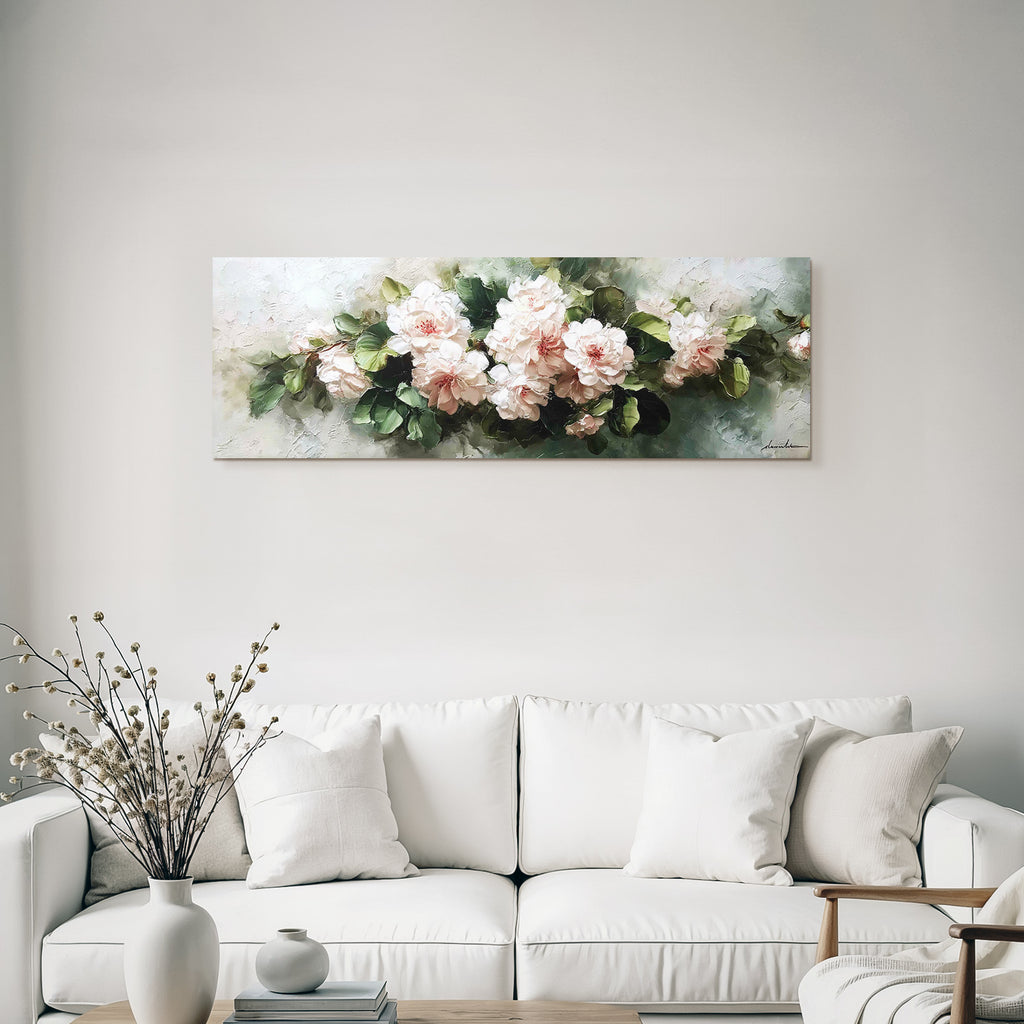 Sanfte Rosa Blüten Mit Grünen Blättern