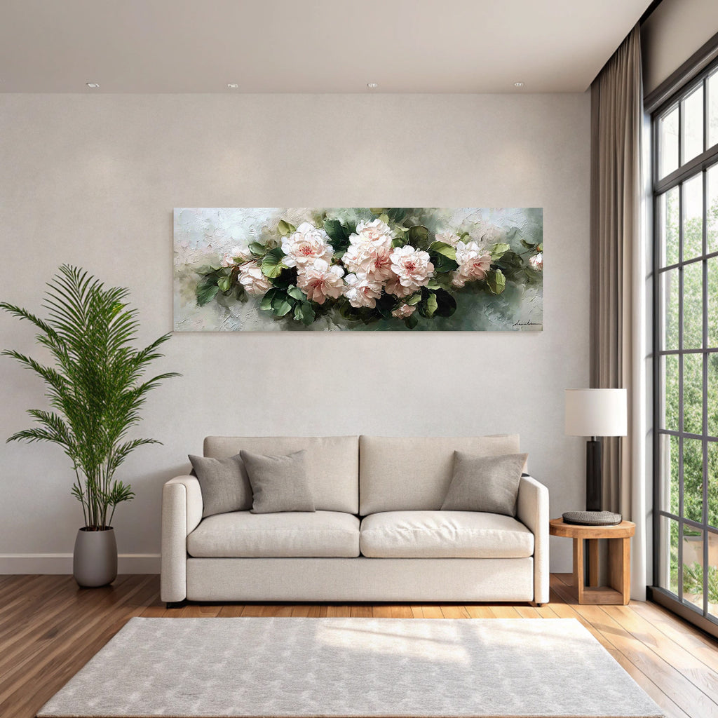 Sanfte Rosa Blüten Mit Grünen Blättern