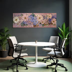 Texturiertes Blumenbild Mit Rosanen Und Blaün Blüten