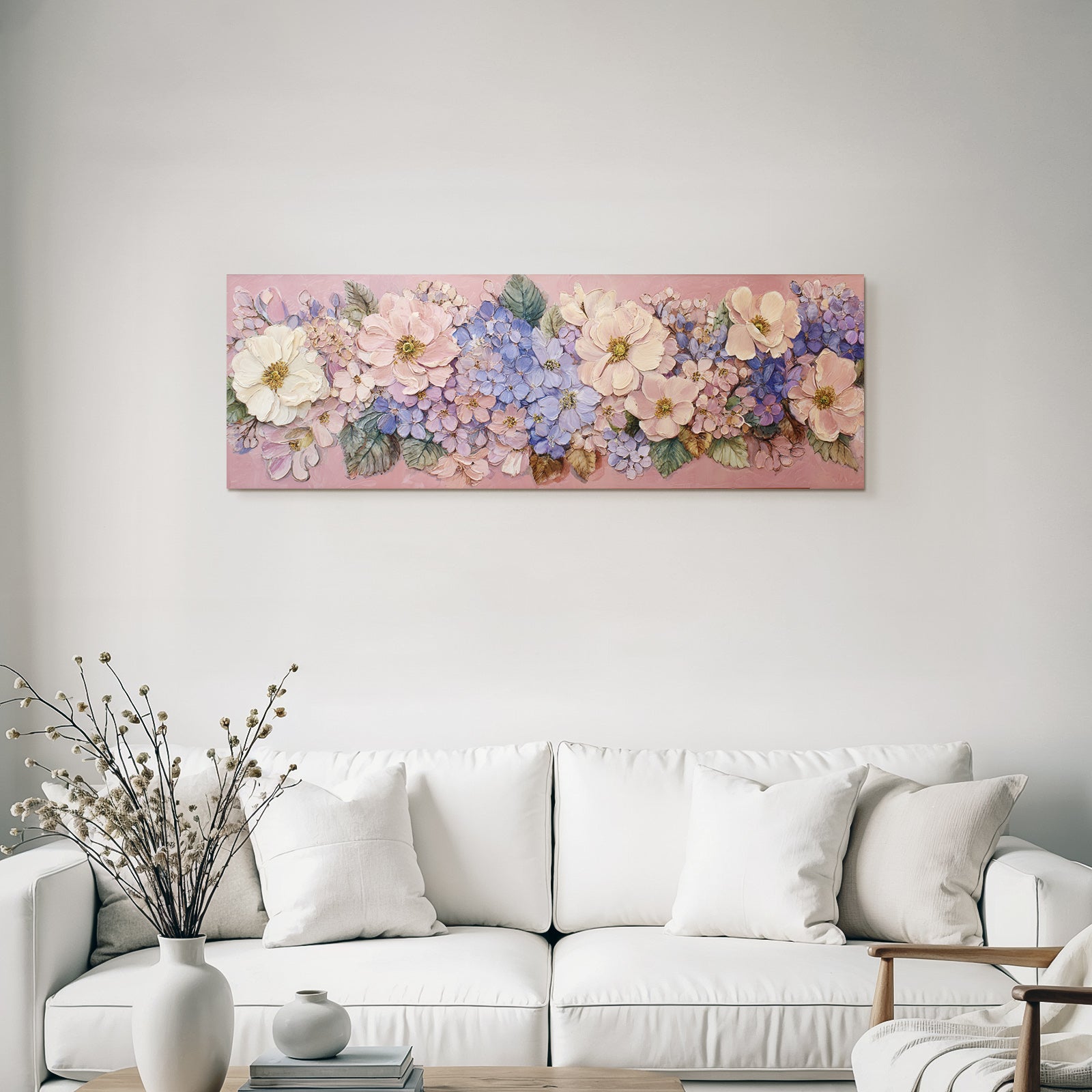 Texturiertes Blumenbild Mit Rosanen Und Blaün Blüten